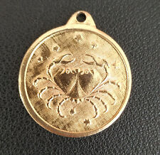Medaglia ciondolo dorato segno zodiacale Cancro - Vintage anni 70