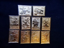 1973 Italia raro set DISNEY placcato oro 10 FRANCOBOLLI zio,TOPOLINO M,GOOFY,DONALD