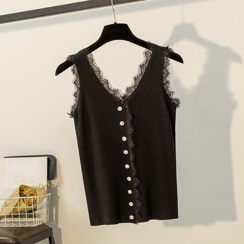 Donna maglia pizzo decorazioni - maglia,