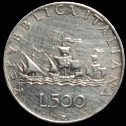 Moneta 500 lire - argento, 1958