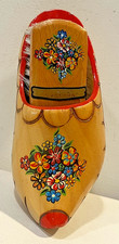 SCULTURA VINTAGE fatta a mano in LEGNO: ZOCCOLO / CLOG OLANDESE DECORI FLOREALI