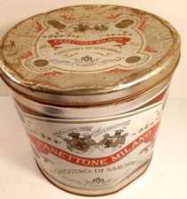 CHIOSTRO DI SARONNO-VECCHIA SCATOLA DI LATTA-PANETTONE MILANO-VINTAGE-D'EPOCA