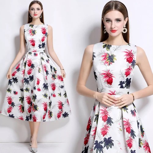 Vestito bianco floreale vita - floreale,