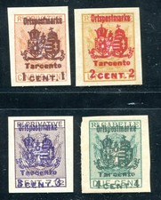 AUSTRIA POSTA MILITARE ITALIA FRANCOBOLLI DI CONSEGNA 1918 TARCENTO I-IV IMPECCABILI (05321