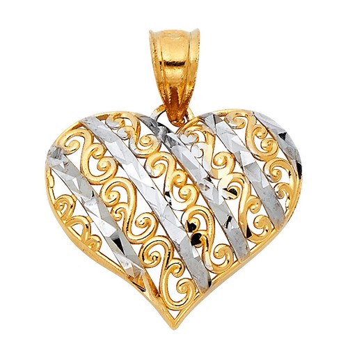 Ciondolo cuore oro bicolore - cuore,