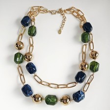 Collana dichiarazione perle doppio filo Zara 22" chic donna festa vacanze gioielli