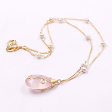 Collana Quarzo Rosa 15"