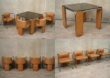 1 TAVOLO + 4 SEDIE IN PELLE FRAU ANNI 70 DESIGN LUIGI MASSONI - BIBENDUM CHAIR