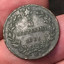 Moneta 5 Centesimi 1861 Milano, Vittorio Emanuele II