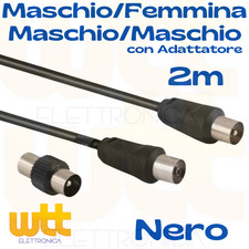 Cavo coassiale per antenna TV schermato maschio maschio spina spina da 2mt nero