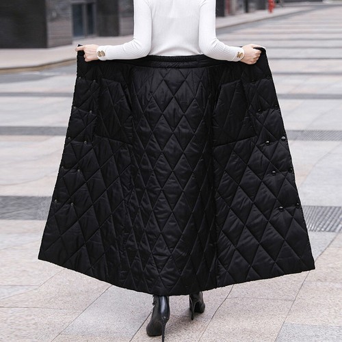 Gonna lunga padded - nera, spessa
