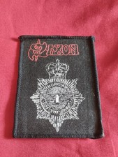SAXON STRONG ARM OF THE LAW VINTAGE 80S PATCH RUBBER PRINT LOGO RARE  NWOBHM 