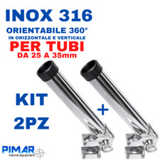    COPPIA PORTACANNE CANNA IN ACCIAIO INOX 316 DA BATTAGLIOLA PULPITO BARCA 