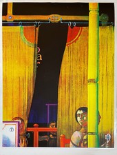 Leonardo CREMONINI Le Rideau  1975 serigrafia originale firmata cm 116,5 x 88