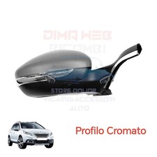 SPECCHIO RETROVISORE RIBALTABIL DX ELETTRICO PEUGEOT 2008 11 PIN PROFILO CROMATO