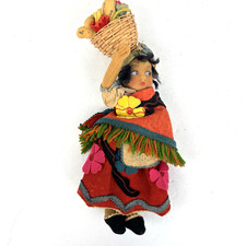 Bambola vintage Joao Perotti in feltro 9" Brasile stile Lenci venditore frutta anni 30 da collezione