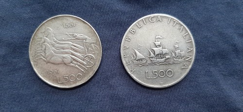 Monete 2x500 lire argento - 2x500,