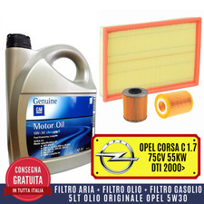 KIT TAGLIANDO OPEL CORSA C 1.7 DTI 75CV 55KW 2003> + 5 L LITRI LT OLIO OPEL 5W30