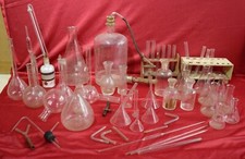 GRANDE BLOCCO DI STRUMENTI SCIENTIFICI VETRO DI MURANO ANNI 1930,BEUTA,BECHER.