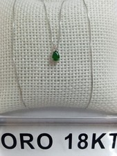 Collana in oro bianco 750 18 kt carati donna smeraldo e diamanti garanzia +2345