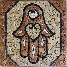 MANO DI FATIMA Rosone mosaico marmo per pavimenti interni-esterni 60X60X1 cm