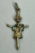 CIONDOLO VINTAGE SPAVENTAPASSERI ARGENTO MASSICCIO 800 E SMALTI ORIG. ITALY  70'