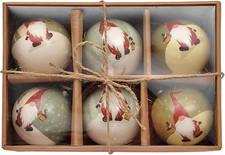 - Set 6 Sfere Decoupage Ornamentali Santa Klaus (Ø7,5Cm) Con Nastro in Tessuto p