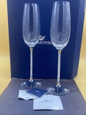 SWAROVSKI Flauti Tostatura Cristallini Set di 2 Stelo Cristallo Champagne 255678 NUOVI