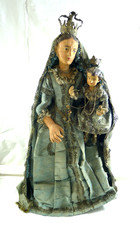 ANTICA SCULTURA STATUA PRESEPE NAPOLETANO ? MADONNA BAMBIN GESù  1750-1850 H53CM