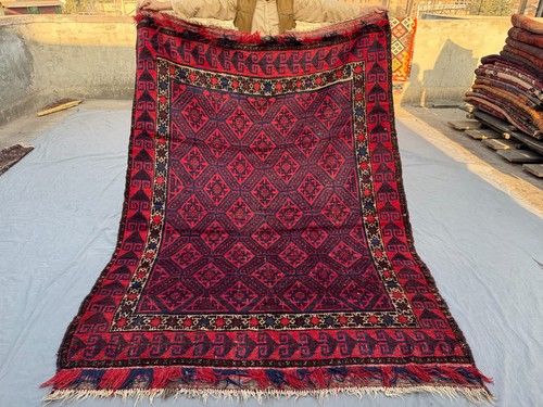 Tappeto tribale lana 6x8 rosso