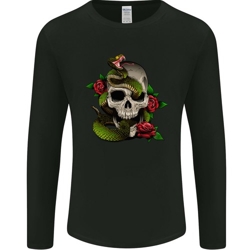 Serpente teschio con rose - serpente,