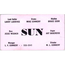 Sun Music Larry Larrivee L.V. Biglietto da visita vintage Connery Bruce Cook SD8-B12