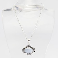 Collana Pendente Designer In Argento Sterling Con Gemme Viola Ornate Vintage