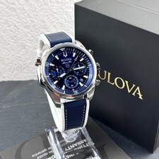 Orologio Uomo Bulova Marine Star Cronografo Quadrante Blu Cinturino Silicone Quarzo 96B287