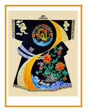 Kimono giapponese nero oro