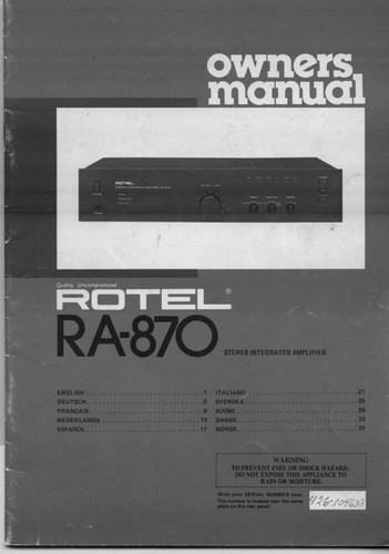 Rotel 870 amplificatore - rotel,