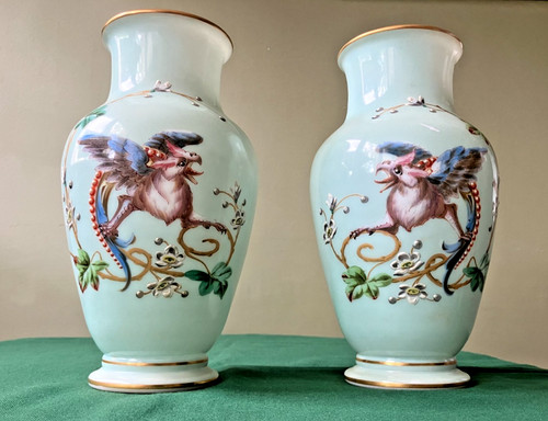 Paire vases émaillés en - paire,