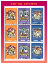 Guyana 1996 Disney Paperino Pippo Ciclismo Hockey su Ghiaccio Surf Tavola Sport sht MNH