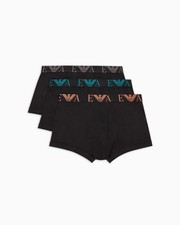 EMPORIO ARMANI - Boxer 3 pack nero con logo per uomo
