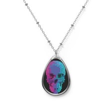 Collana ovale teschio pixel |