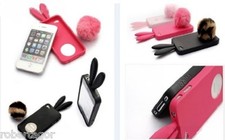 CUSTODIA COVER PER APPLE IPHONE 4 e 4S CONIGLIO RABITO CODA PON PON ORECCHIE