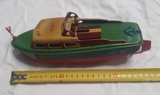 RARO GIOCATTOLO DI LATTA ANNI 50 BARCA REGINA DEL MARE GIAPPONE OTTIME...