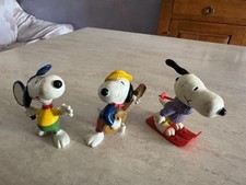 Lotto 3 pupazzi in gomma dura Snoopy 6 cm Hong Kong anni 60 da collezione
