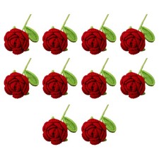 Rosa lavorata a mano, bouquet lavorato a maglia all'uncinetto8427