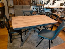 TAVOLO RETT. LEGNO ALLUNGABILE 3 MISURE BASE METALLO INTRECCIATA BIANCA/NERA