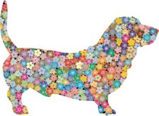 sticker adesivi adesivo moto auto peace and love fiore cane basset