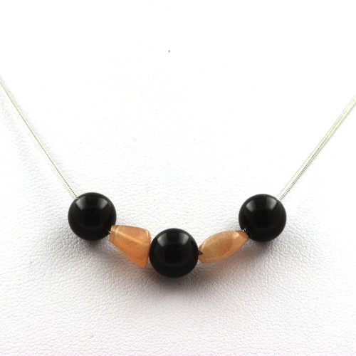 Collana perle agata - nera, mm