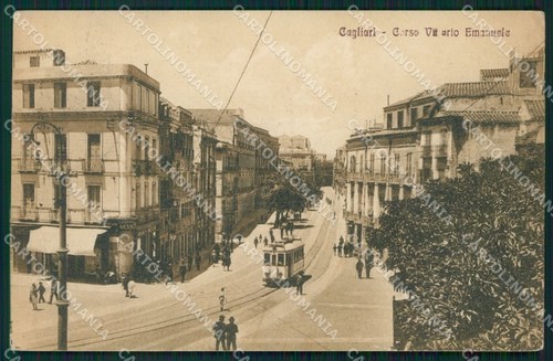 Cagliari città tram cartolina - città,