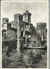 lago di garda sirmione barca a vela cartolina d epoca 1951