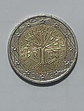 Moneta 2 Euro Francia 2002 RARA con errori di conio Zeri Tagliati F22
